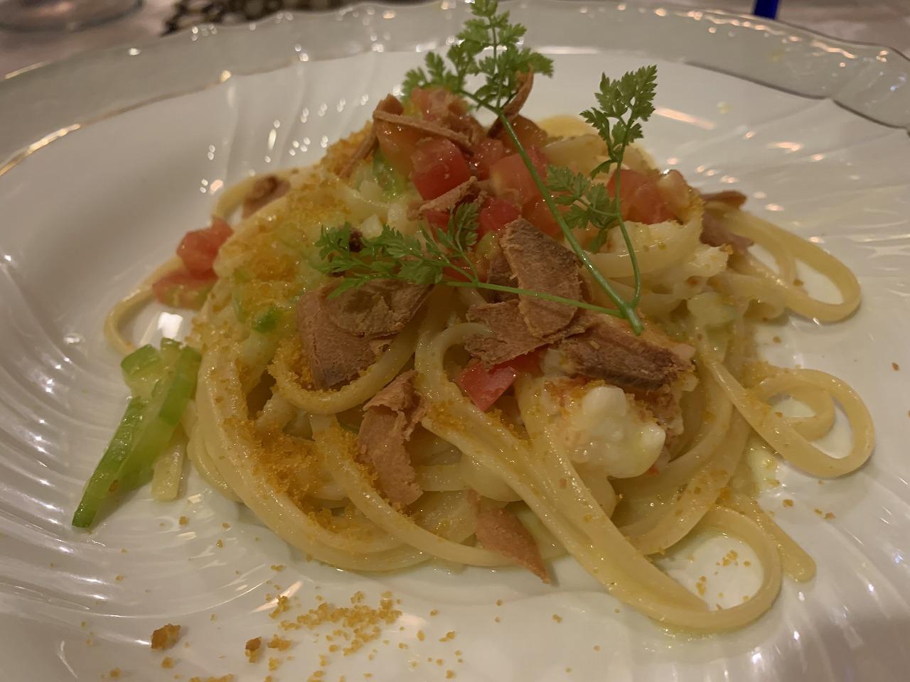 マグロのからすみパスタ